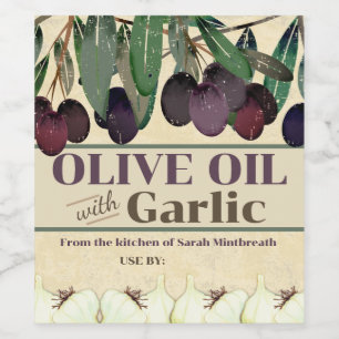 Garlic olive oil personalized home canning wine label