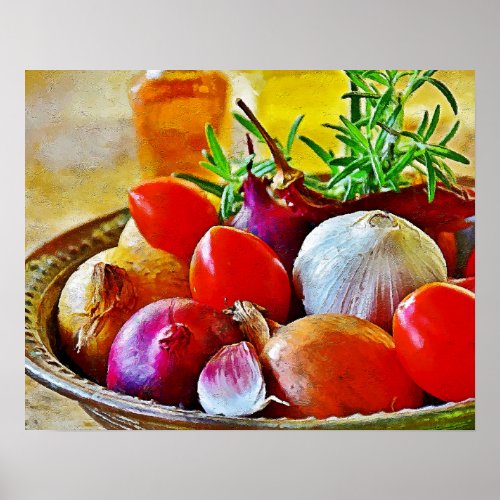 Garliconiontomato art wall for decorate poster