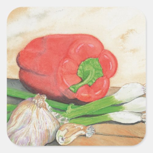 Garlic Onions and Pepper Square Sticker