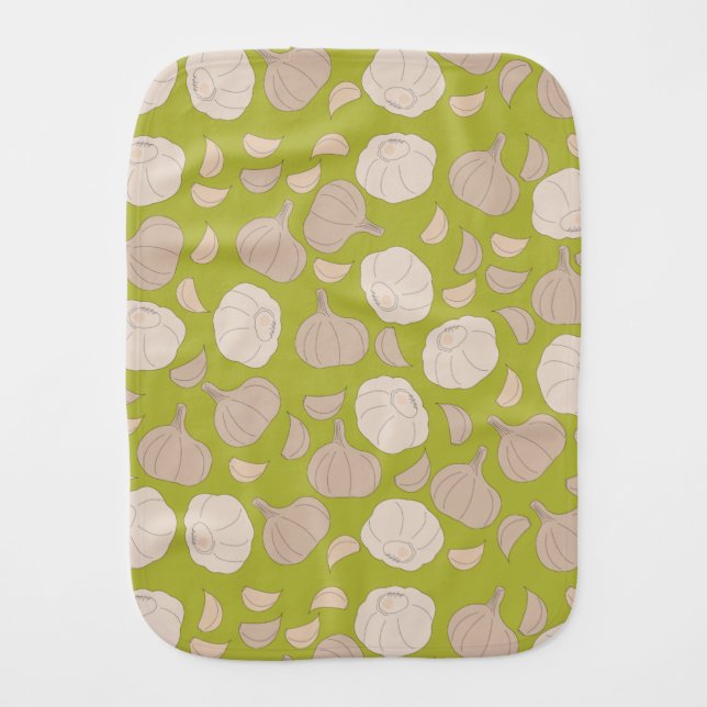Garlic Pattern - Garlic Cloves & Bulb Baby Burp Cloth (Front)