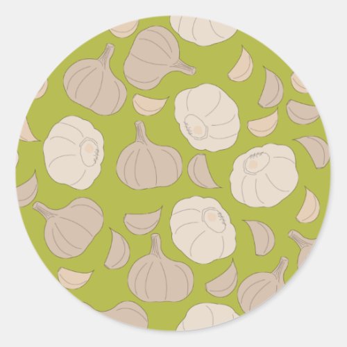 Garlic Pattern _ Garlic Cloves  Bulb Classic Round Sticker