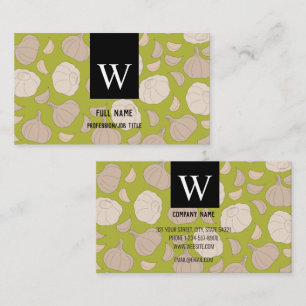 Garlic Pattern - Garlic Cloves & Bulb Cook Chef Business Card