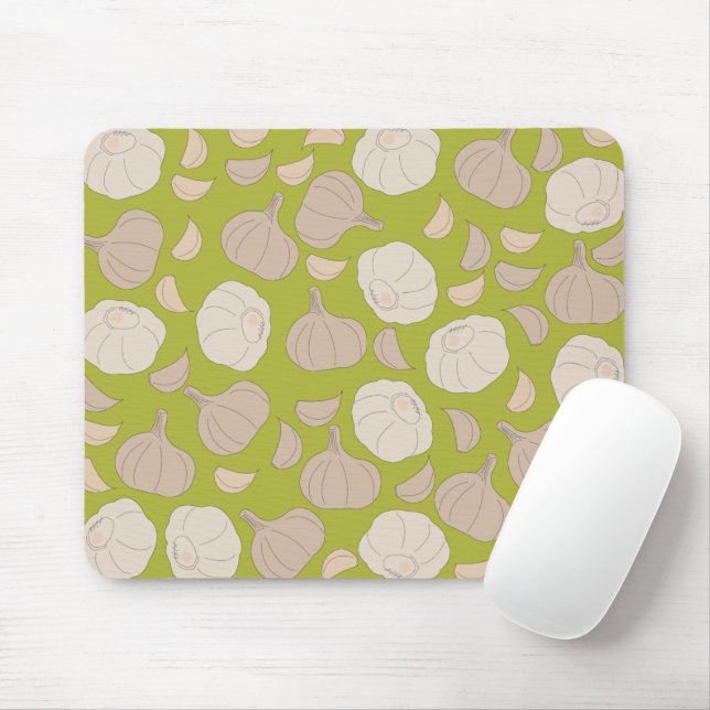 Garlic Pattern - Garlic Cloves & Bulb Mouse Pad (With Mouse)