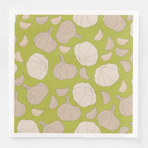 Garlic Pattern _ Garlic Cloves  Bulb Paper Dinner Napkins