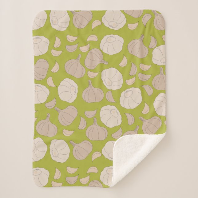 Garlic Pattern - Garlic Cloves & Bulb Sherpa Blanket (Front)