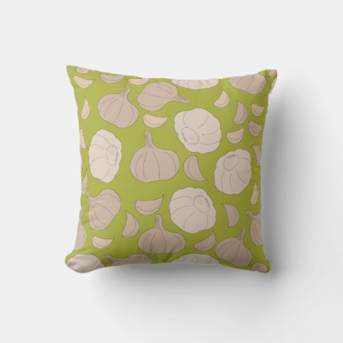 Garlic Pattern _ Garlic Cloves  Bulb Throw Pillow