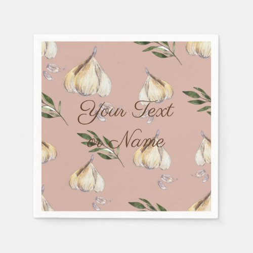 garlic pattern with personalizable text napkins