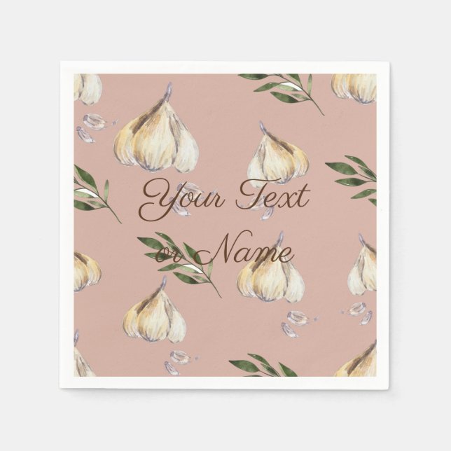 garlic pattern with personalized text napkins (Front)