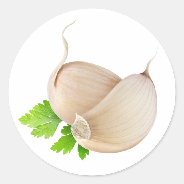 Garlic pieces classic round sticker (Front)