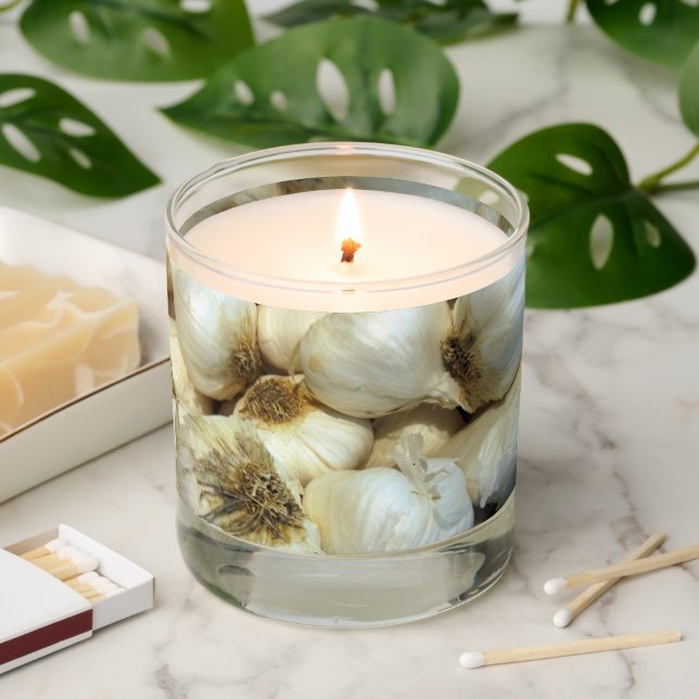 Garlic Scented Jar Candle (Lit)