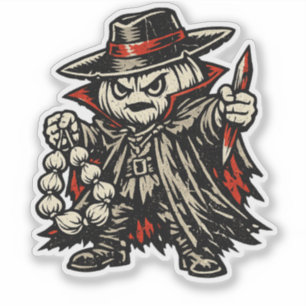 Garlic Vampire Hunter — Halloween Warrior Retro Sticker