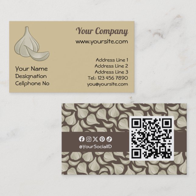 Garlic Woodcut Icon Business Card (Front/Back)