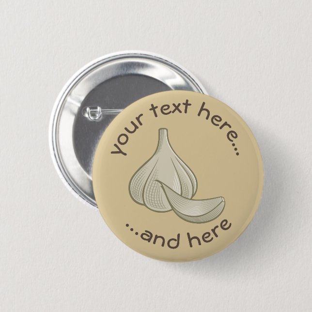 Garlic Woodcut Icon Button (Front & Back)