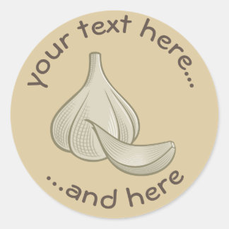 Garlic Woodcut Icon Classic Round Sticker