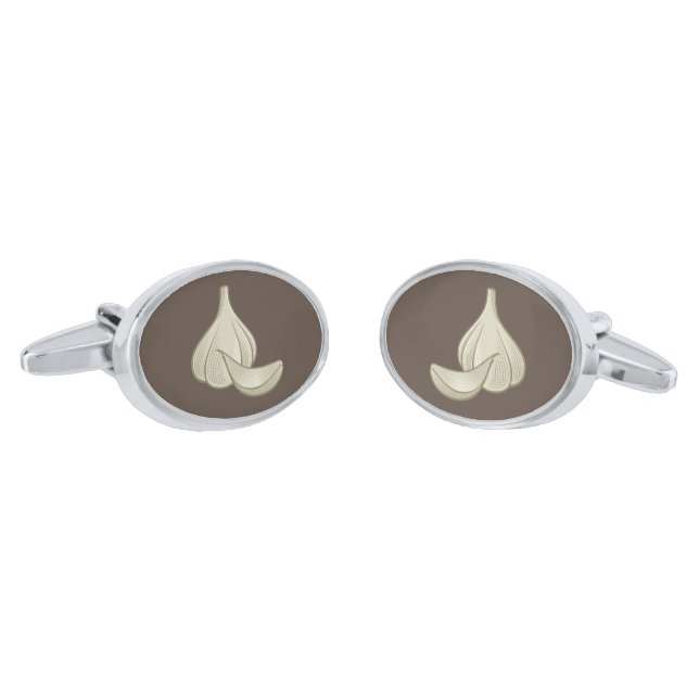 Garlic Woodcut Icon Cufflinks (Angled)