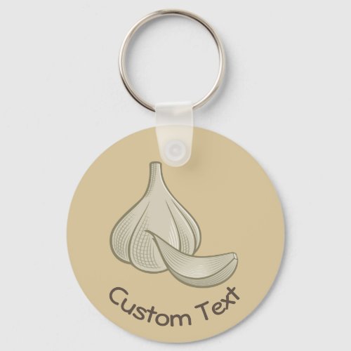 Garlic Woodcut Icon Keychain