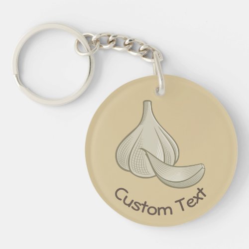 Garlic Woodcut Icon Keychain