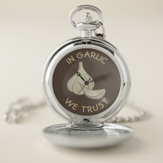 Garlic Woodcut Icon Pocket Watch