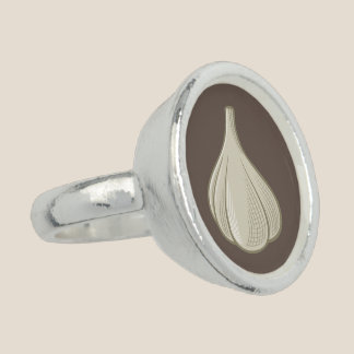 Garlic Woodcut Icon Ring