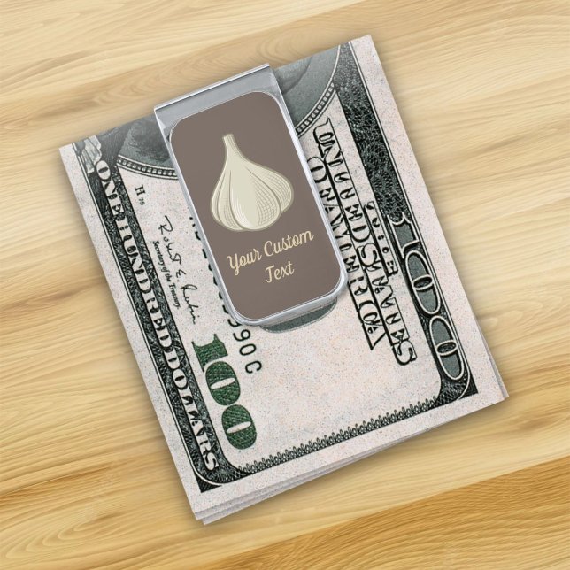 Garlic Woodcut Icon Silver Finish Money Clip (Creator Uploaded)