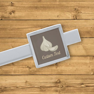 Garlic Woodcut Icon Silver Finish Tie Bar
