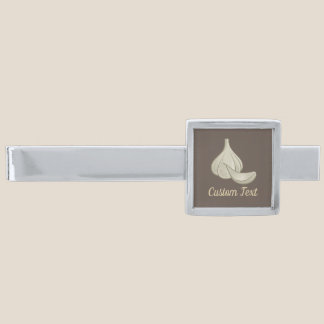 Garlic Woodcut Icon Silver Finish Tie Bar