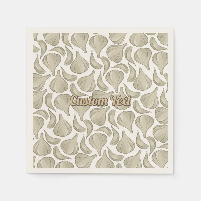 Garlic Woodcut Pattern Napkins (Front)