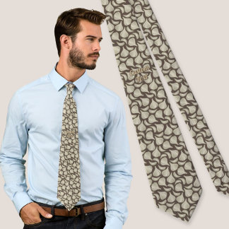Garlic Woodcut Pattern Neck Tie