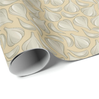 Garlic Woodcut Pattern Wrapping Paper