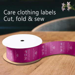 Garment labels Laundry care logos cotton red pink Satin Ribbon
