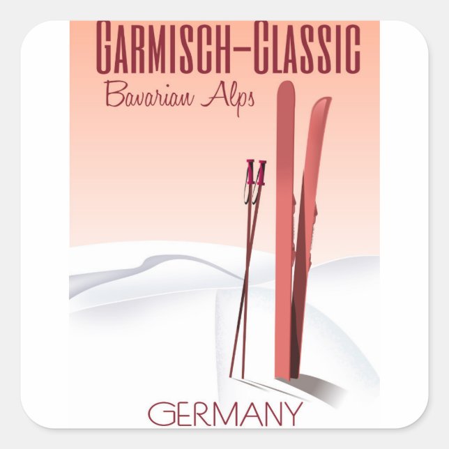 Garmisch Classic,Bavarian Alps Ski poster Square Sticker (Front)