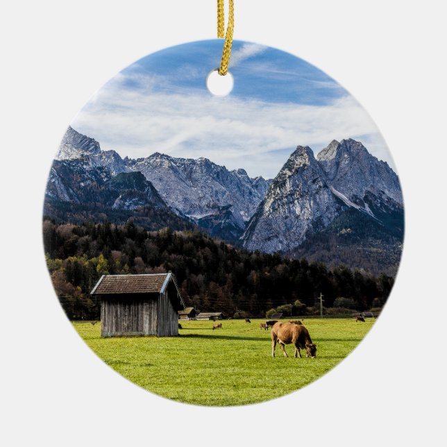 Garmisch Partenkirchen Alps Bavaria Germany Ceramic Ornament (Front)
