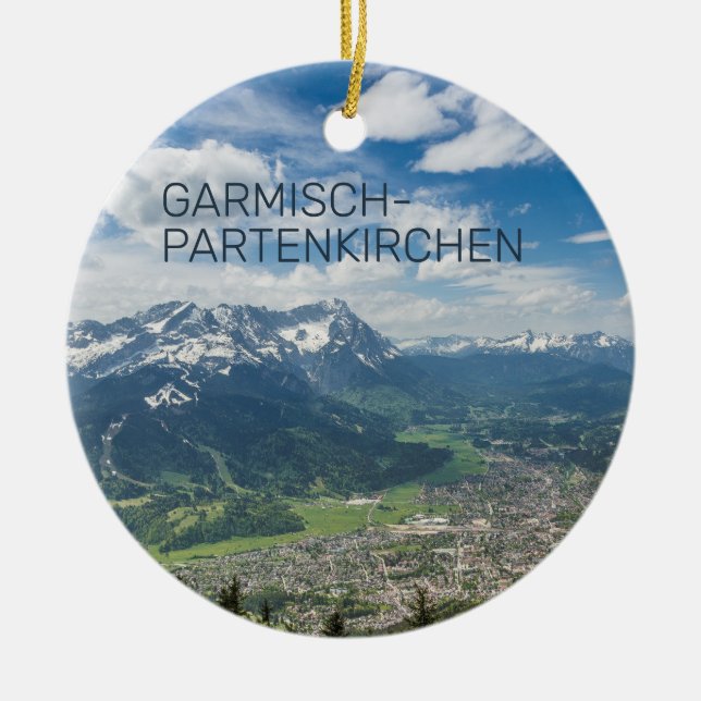 Garmisch-Partenkirchen Bavaria Alps Panorama Gift Ceramic Ornament (Front)