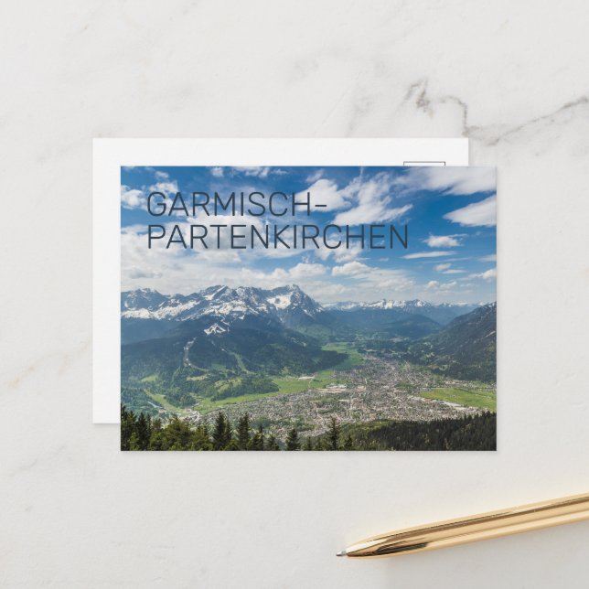 Garmisch-Partenkirchen Bavaria Alps Panorama Gift Holiday Postcard (Front/Back In Situ)
