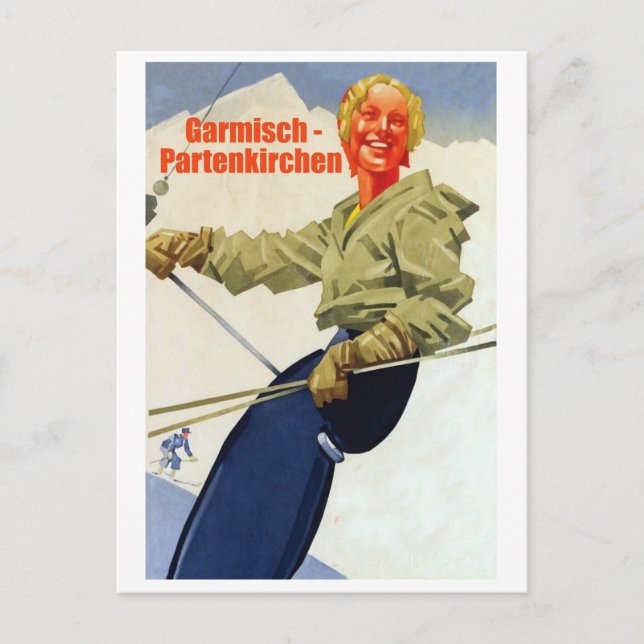 Garmisch - Partenkirchen, Girl on a Ski Lift Postcard (Front)