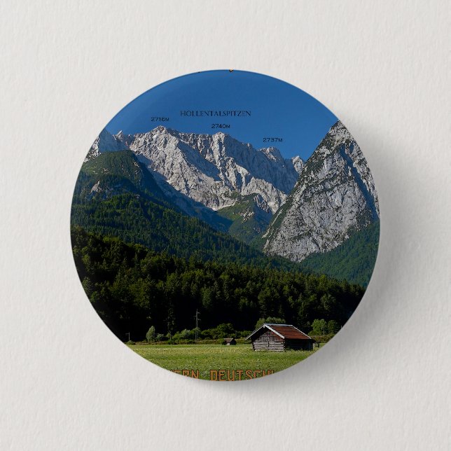 Garmisch - The Zugspitze and Alpspitze Pinback Button (Front)
