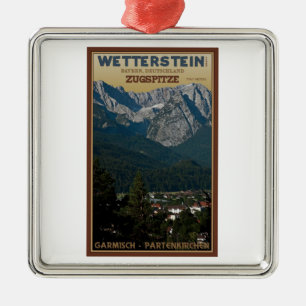 Garmisch - Zugspitze above Town Metal Ornament