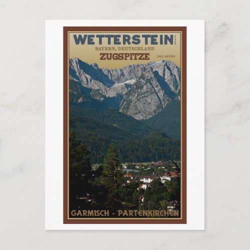 Garmisch _ Zugspitze above Town Postcard