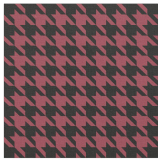 Garnet and Black Houndstooth Fabric
