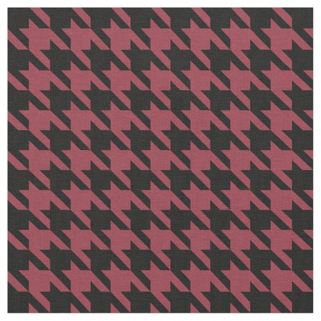 Garnet and Black Houndstooth Fabric (Close Up)