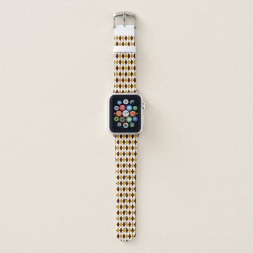 Garnet and Gold Argyle Diamond Pattern Apple Watch Band