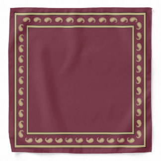 Garnet and Gold Paisley Pattern Florida Bandana
