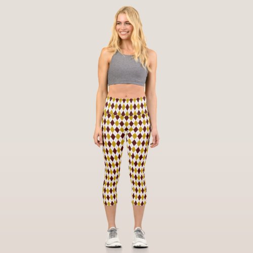 Garnet and Gold Spirited Diamond Argyle Pattern Le Capri Leggings