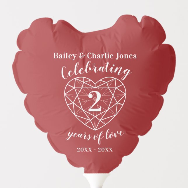 Garnet anniversary 2 years of love photo balloon (Front)