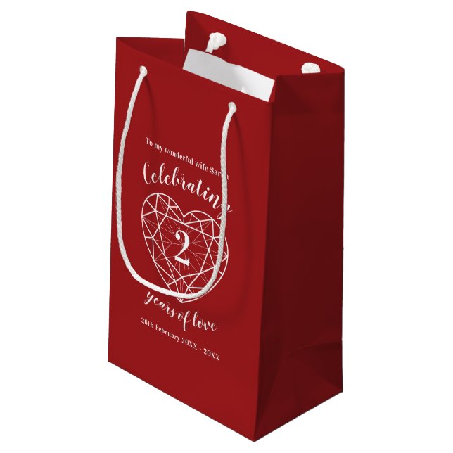Garnet Anniversary 2 years of love wife gift bag (Back Angled)