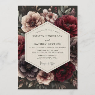 Garnet Baroque Bloom Wedding Invitation