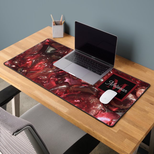 Garnet Birthstone Monogram Personalized Name Desk Mat (Office 2)