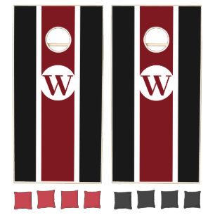 Garnet & Black College Team Colors Monogram Cornhole Set