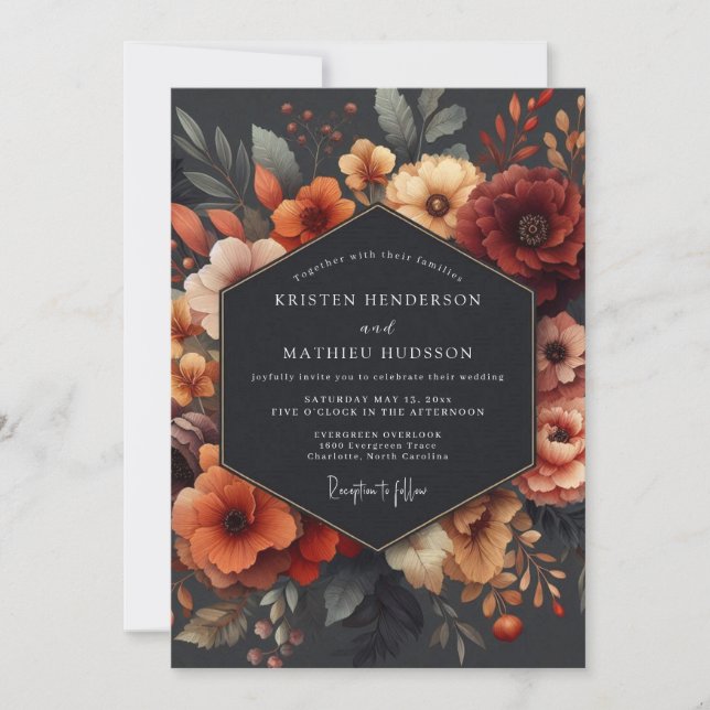 Garnet Dutch Master Bloom Wedding Invitation (Front)