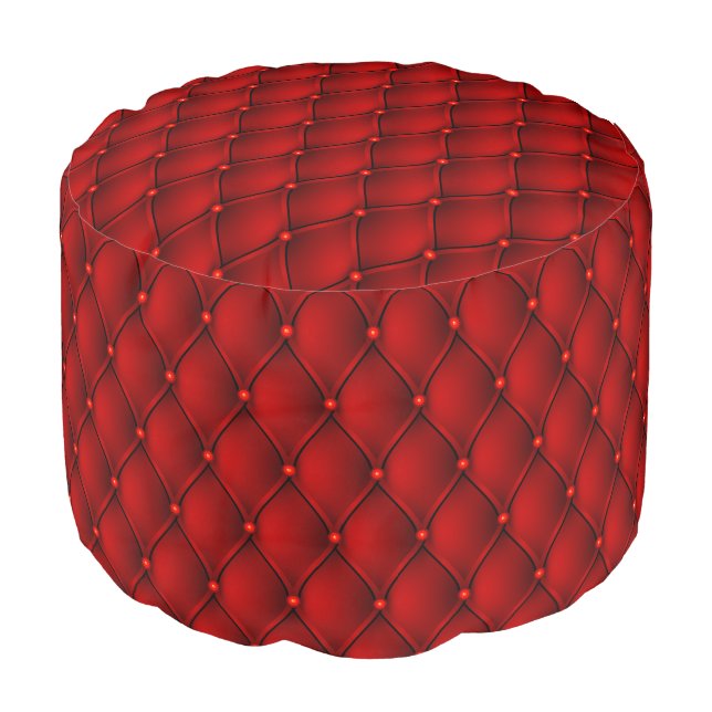 Garnet Faux Upholstery and Nails Look Pouf (Angled Front)